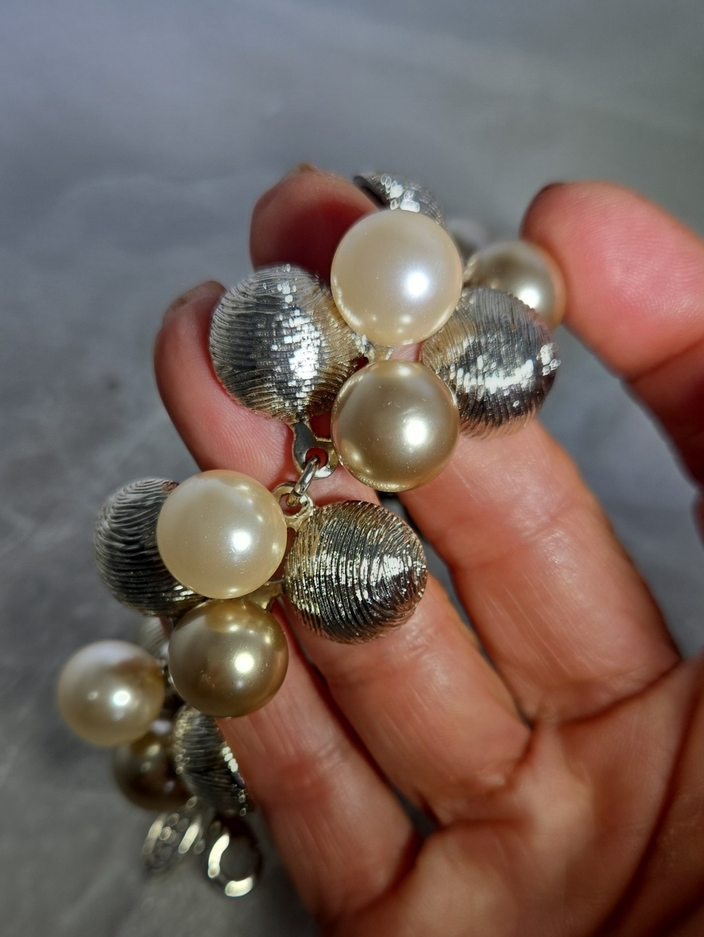 Coast London Chunky Faux Pearl Cluster Toggle Bracelet - Picture 11 of 11